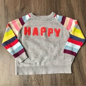 Baby Gap Happy Rainbow Sweater Kids Size 5 Grey Cotton Blend Pullover Colorful